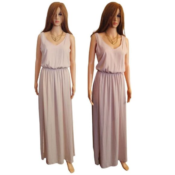 Show Me Your MuMu Dusty Blush Pink Kendall Slitted Maxi Dress Medium - Picture 3 of 16